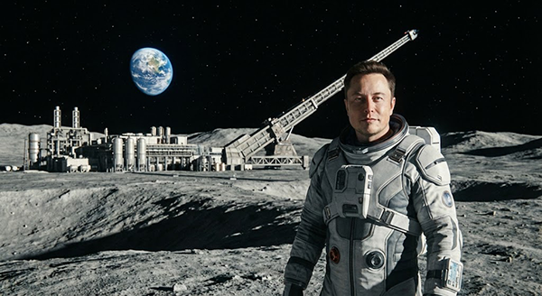 Elon Musk Ay Yüzeyi Fabrika ve Mass Driver Mancınık Sistemi