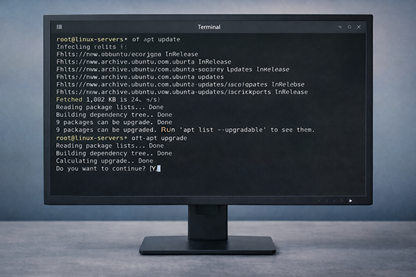 Linux Terminal Apt Update Upgrade Ekrani