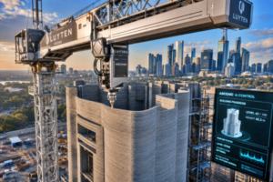 Luyten Ascend: Dünyanın İlk Kule Vinç Tabanlı 3B İnşaat Yazıcısı 100 Metreye Kadar Bina İnşa Edebiliyor