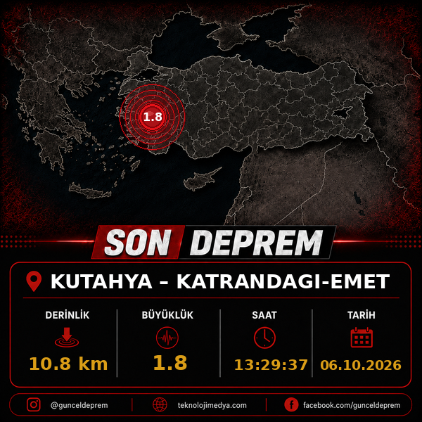 Son Depremler | KATRANDAGI-EMET (KUTAHYA) | 06.10.2026 - 13:29 1 Son Depremler | KATRANDAGI-EMET (KUTAHYA) | 06.10.2026 - 13:29