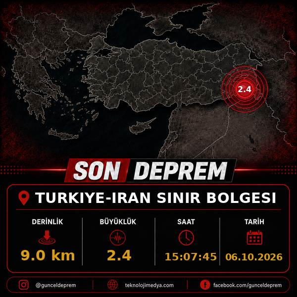 Son Depremler | TURKIYE-IRAN SINIR BOLGESI | 06.10.2026 - 15:07 1 Son Depremler | TURKIYE-IRAN SINIR BOLGESI | 06.10.2026 - 15:07