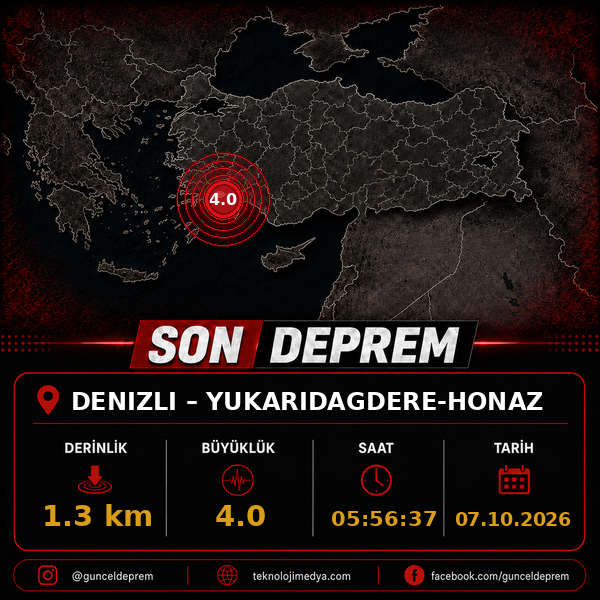 Son Depremler | YUKARIDAGDERE-HONAZ (DENIZLI) | 07.10.2026 - 05:56 1 Son Depremler | YUKARIDAGDERE-HONAZ (DENIZLI) | 07.10.2026 - 05:56