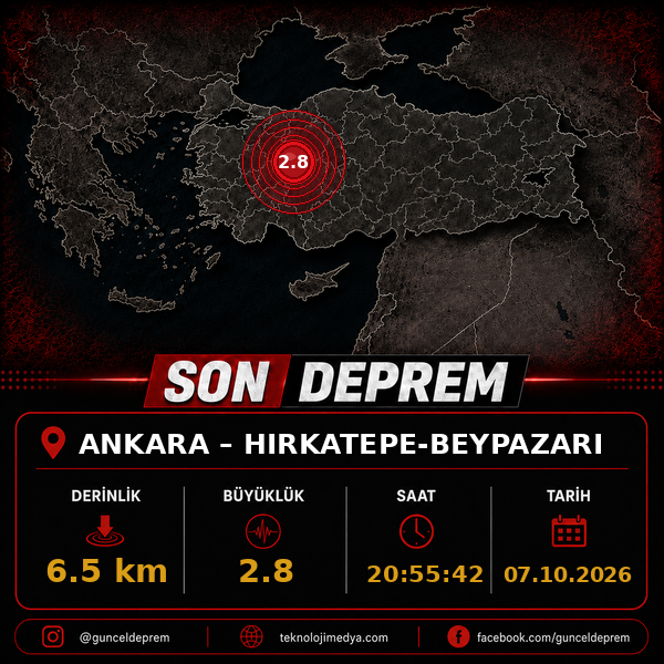Son Depremler | HIRKATEPE-BEYPAZARI (ANKARA) | 07.10.2026 - 20:55 1 Son Depremler | HIRKATEPE-BEYPAZARI (ANKARA) | 07.10.2026 - 20:55