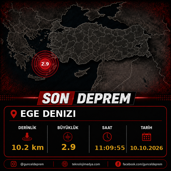 Son Depremler | EGE DENIZI | 10.10.2026 - 11:09 1 Son Depremler | EGE DENIZI | 10.10.2026 - 11:09
