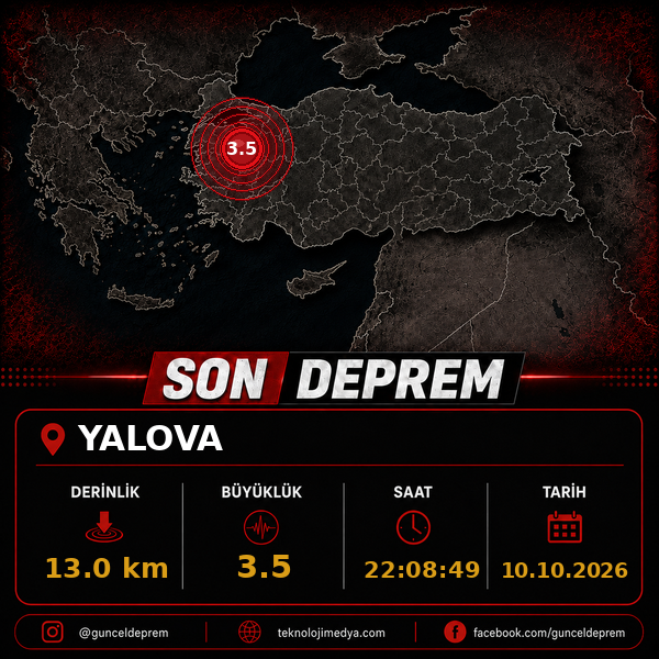 Son Depremler | YALOVA | 10.10.2026 - 22:08 1 Son Depremler | YALOVA | 10.10.2026 - 22:08
