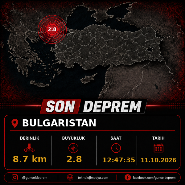 Son Depremler | BULGARISTAN | 11.10.2026 - 12:47 1 Son Depremler | BULGARISTAN | 11.10.2026 - 12:47