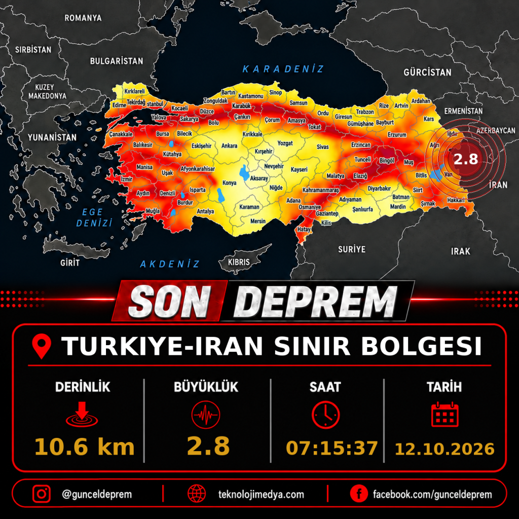 Son Depremler | TURKIYE-IRAN SINIR BOLGESI | 12.10.2026 - 07:15 1 Son Depremler | TURKIYE-IRAN SINIR BOLGESI | 12.10.2026 - 07:15