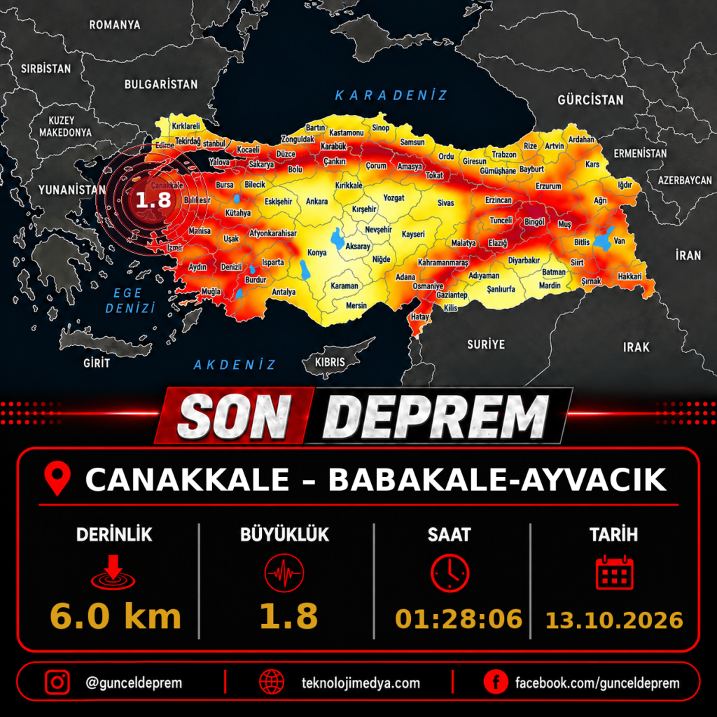Son Depremler | BABAKALE-AYVACIK (CANAKKALE) | 13.10.2026 - 01:28 1 Son Depremler | BABAKALE-AYVACIK (CANAKKALE) | 13.10.2026 - 01:28