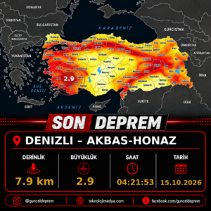 Son Depremler | AKBAS-HONAZ (DENIZLI) | 15.10.2026 – 04:21