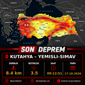 Son Depremler | YEMISLI-SIMAV (KUTAHYA) | 17.10.2026 – 09:12