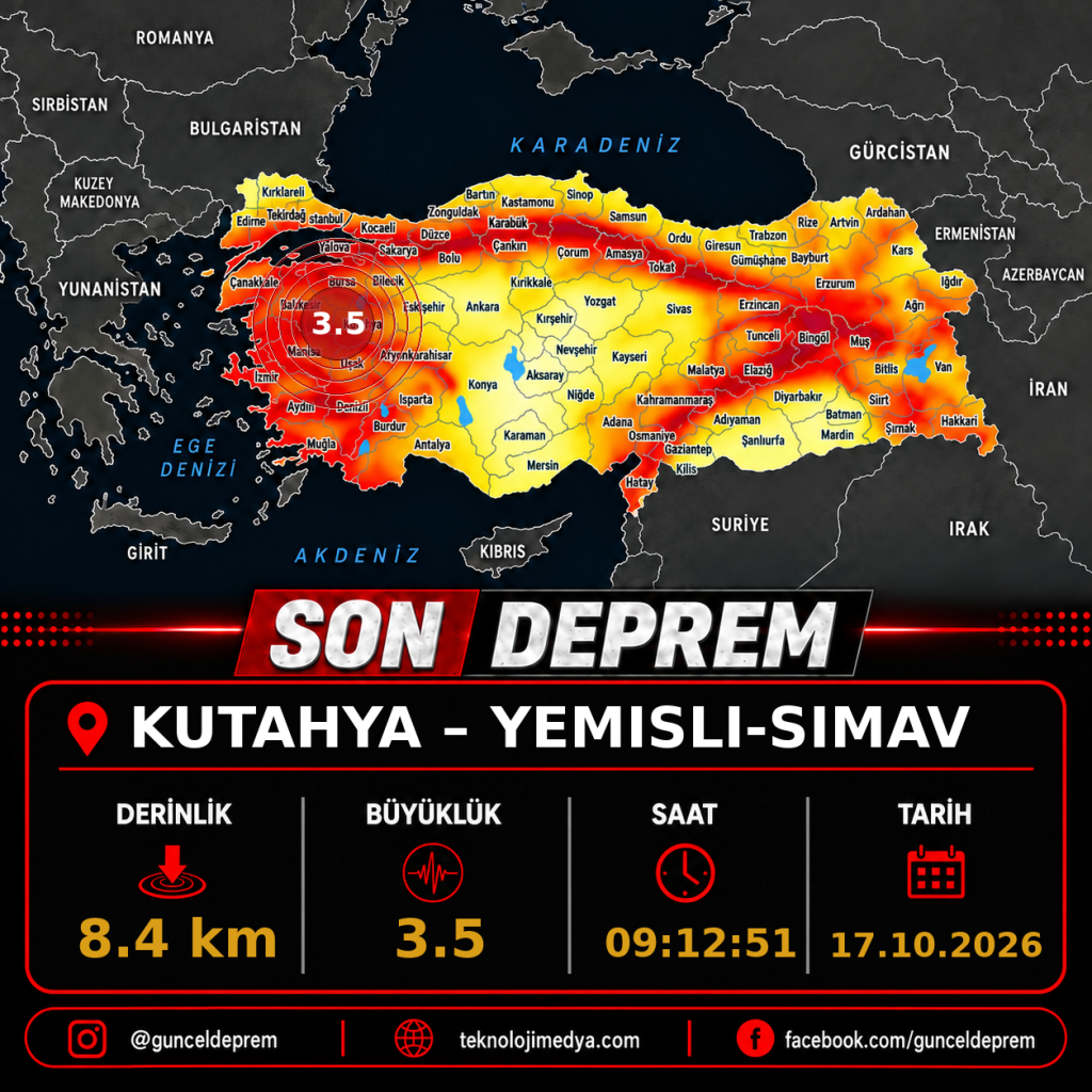Son Depremler | YEMISLI-SIMAV (KUTAHYA) | 17.10.2026 - 09:12 1 Son Depremler | YEMISLI-SIMAV (KUTAHYA) | 17.10.2026 - 09:12